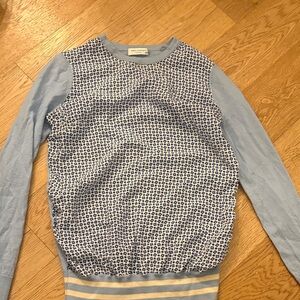Light Blue Patterned Crewneck Sweater - women